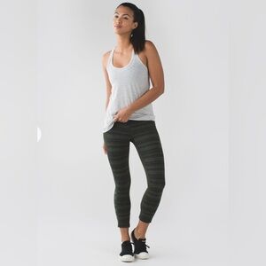 Lululemon Give Me Qi Crop Cyber Stripe Gator Green Black Gator Green size 6